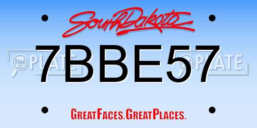 7BBE57 South Dakota License Plate