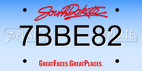 7BBE82 South Dakota License Plate