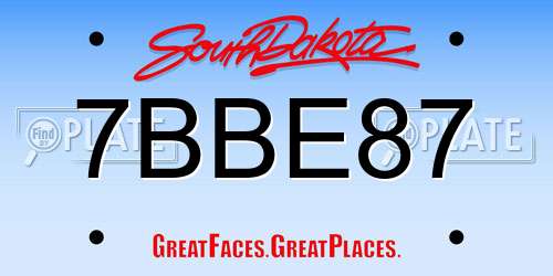 7BBE87 South Dakota License Plate