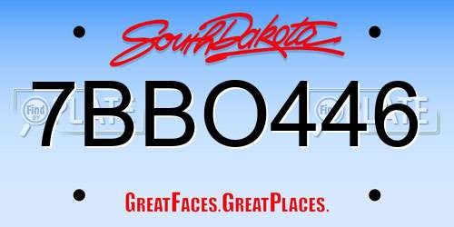 7BBO446 South Dakota License Plate