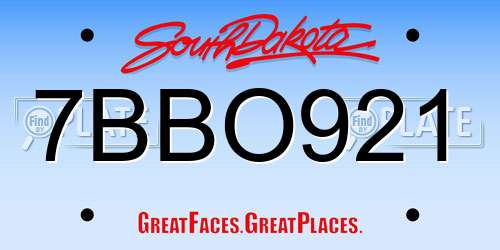 7BBO921 South Dakota License Plate