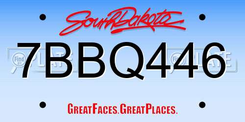 7BBQ446 South Dakota License Plate
