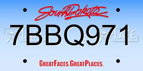 7BBQ971 South Dakota License Plate