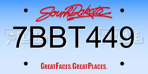 7BBT449 South Dakota License Plate