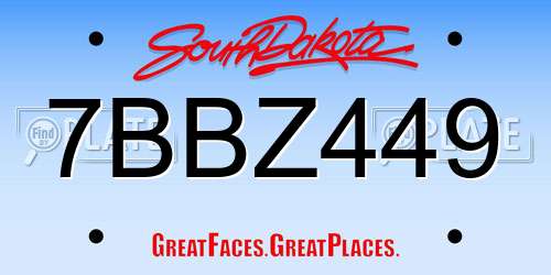 7BBZ449 South Dakota License Plate