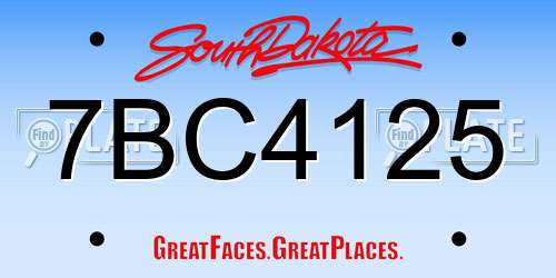 7BC4125 South Dakota License Plate