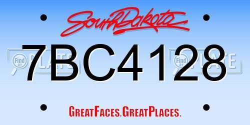 7BC4128 South Dakota License Plate
