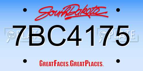 7BC4175 South Dakota License Plate