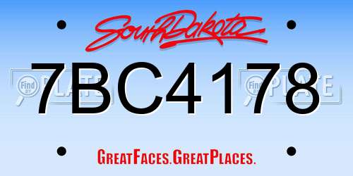 7BC4178 South Dakota License Plate