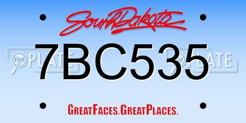 7BC535 South Dakota License Plate