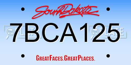 7BCA125 South Dakota License Plate