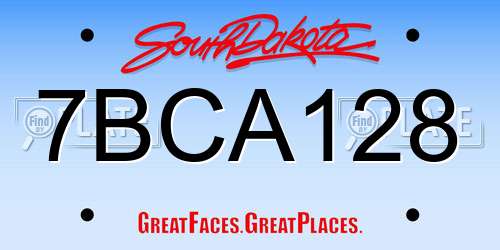 7BCA128 South Dakota License Plate