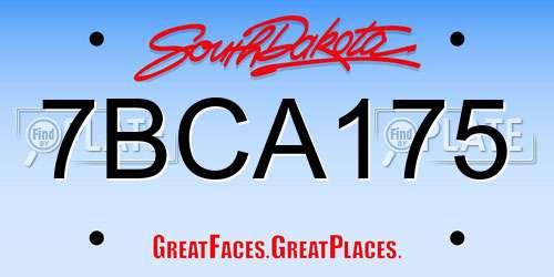 7BCA175 South Dakota License Plate