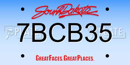 7BCB35 South Dakota License Plate