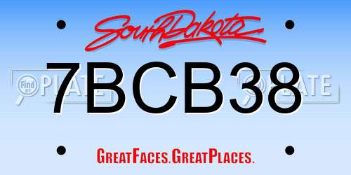 7BCB38 South Dakota License Plate