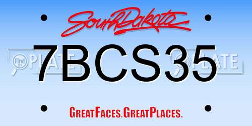 7BCS35 South Dakota License Plate