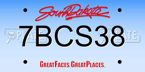 7BCS38 South Dakota License Plate