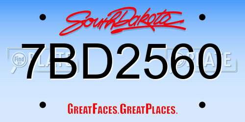 7BD2560 South Dakota License Plate