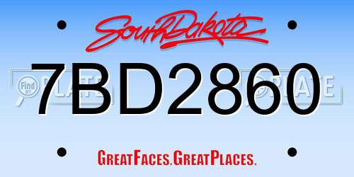 7BD2860 South Dakota License Plate