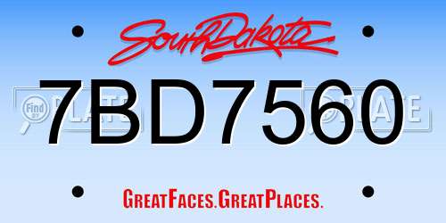 7BD7560 South Dakota License Plate