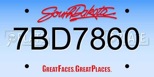 7BD7860 South Dakota License Plate