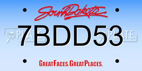 7BDD53 South Dakota License Plate