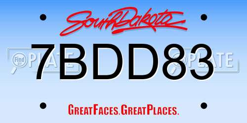 7BDD83 South Dakota License Plate