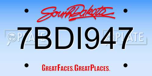 7BDI947 South Dakota License Plate