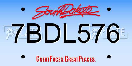 7BDL576 South Dakota License Plate