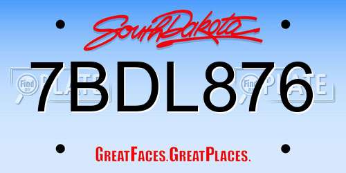 7BDL876 South Dakota License Plate