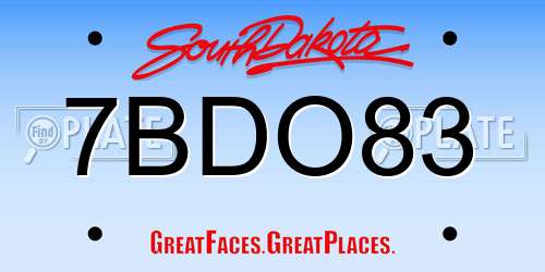 7BDO83 South Dakota License Plate