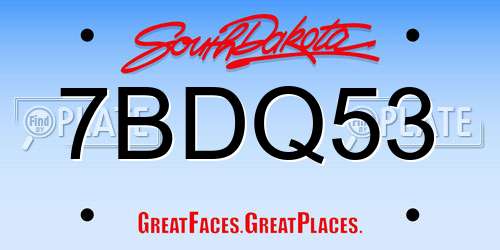7BDQ53 South Dakota License Plate