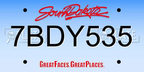 7BDY535 South Dakota License Plate