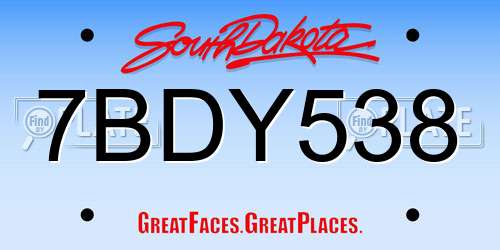 7BDY538 South Dakota License Plate