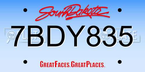 7BDY835 South Dakota License Plate