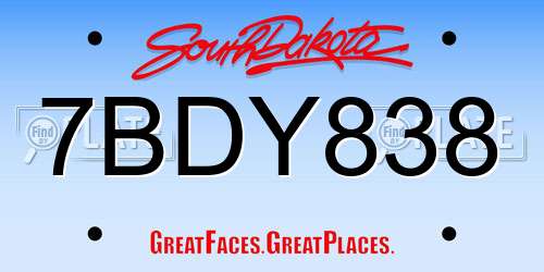 7BDY838 South Dakota License Plate