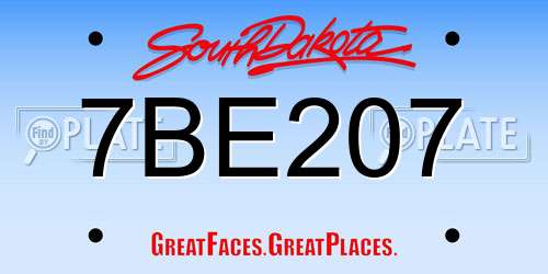 7BE207 South Dakota License Plate