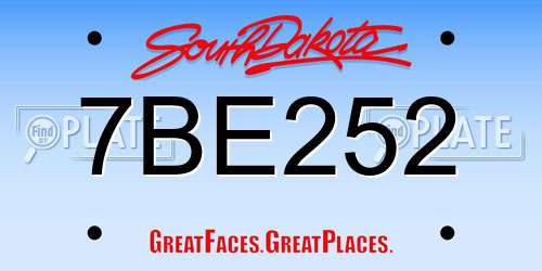7BE252 South Dakota License Plate