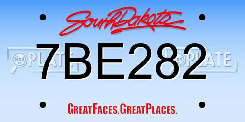 7BE282 South Dakota License Plate