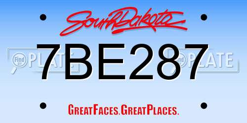 7BE287 South Dakota License Plate