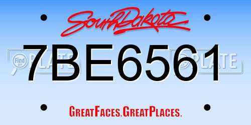 7BE6561 South Dakota License Plate