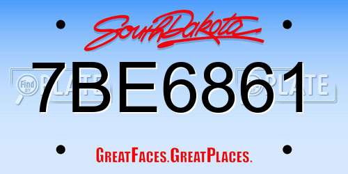 7BE6861 South Dakota License Plate
