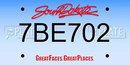 7BE702 South Dakota License Plate