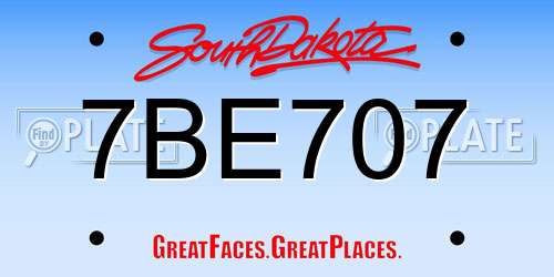 7BE707 South Dakota License Plate