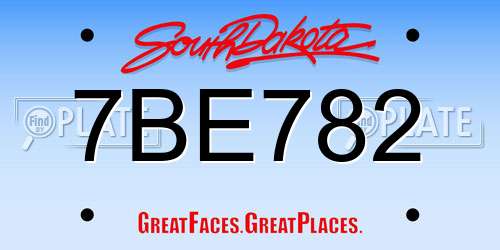 7BE782 South Dakota License Plate