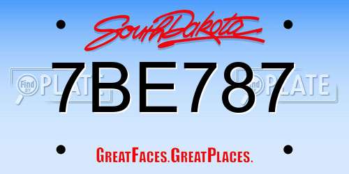 7BE787 South Dakota License Plate