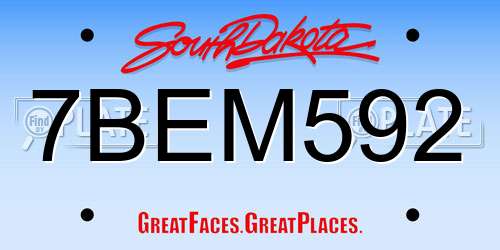7BEM592 South Dakota License Plate