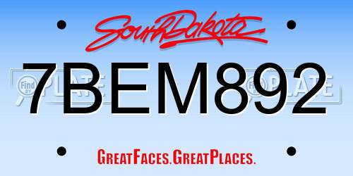 7BEM892 South Dakota License Plate