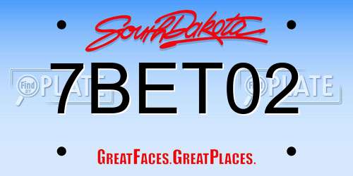 7BET02 South Dakota License Plate