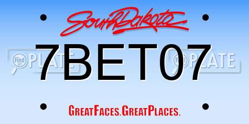 7BET07 South Dakota License Plate
